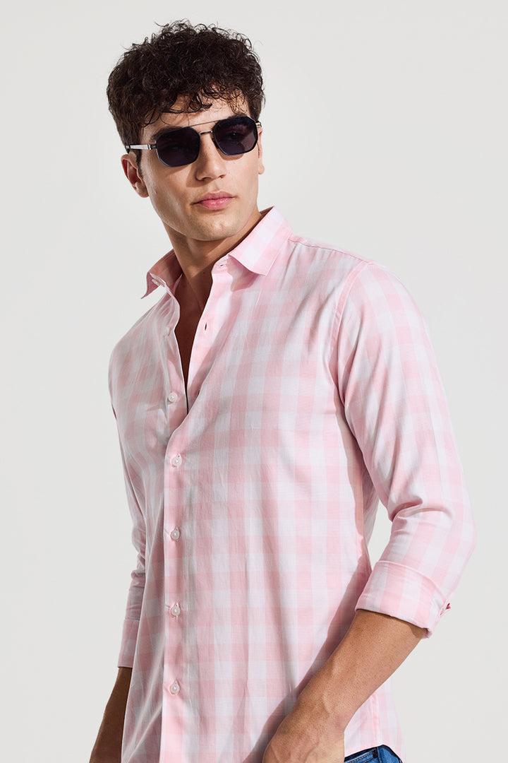 Light Pink Gingham Slim Fit Shirt