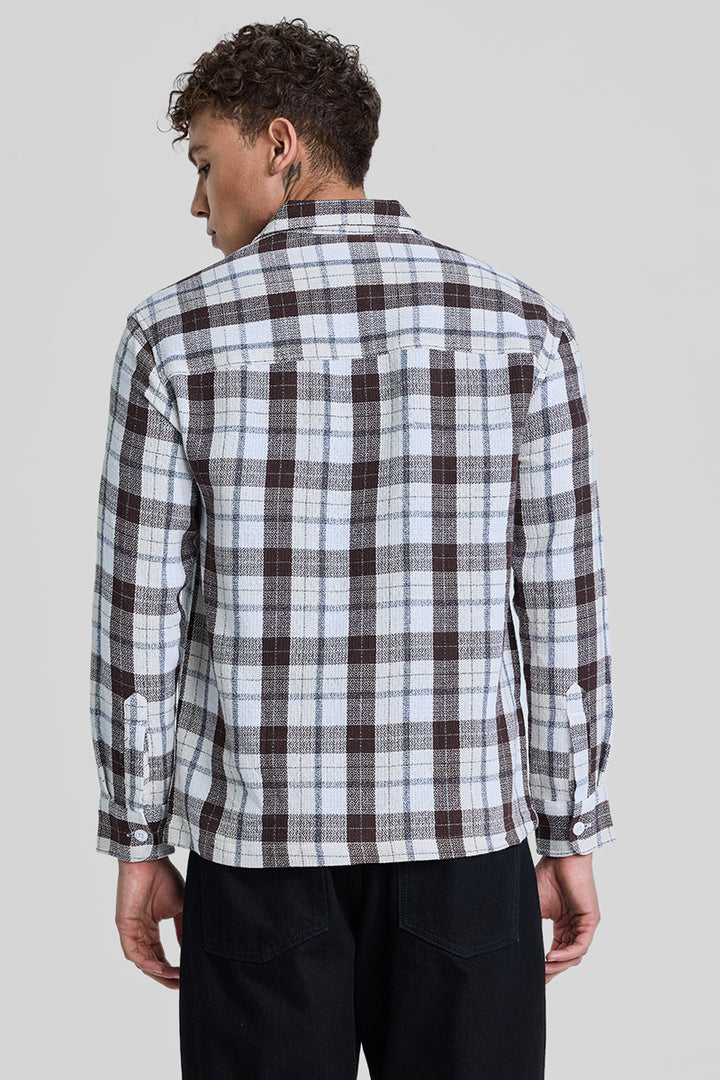 Dark Brown Box Fit Tartan Shirt