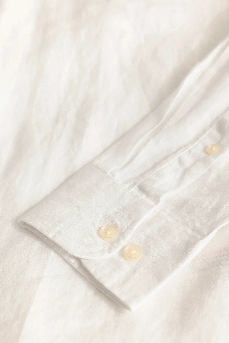 Buy Men's Elementary White Plain Linen Shirt Online | Snitch – SNITCH