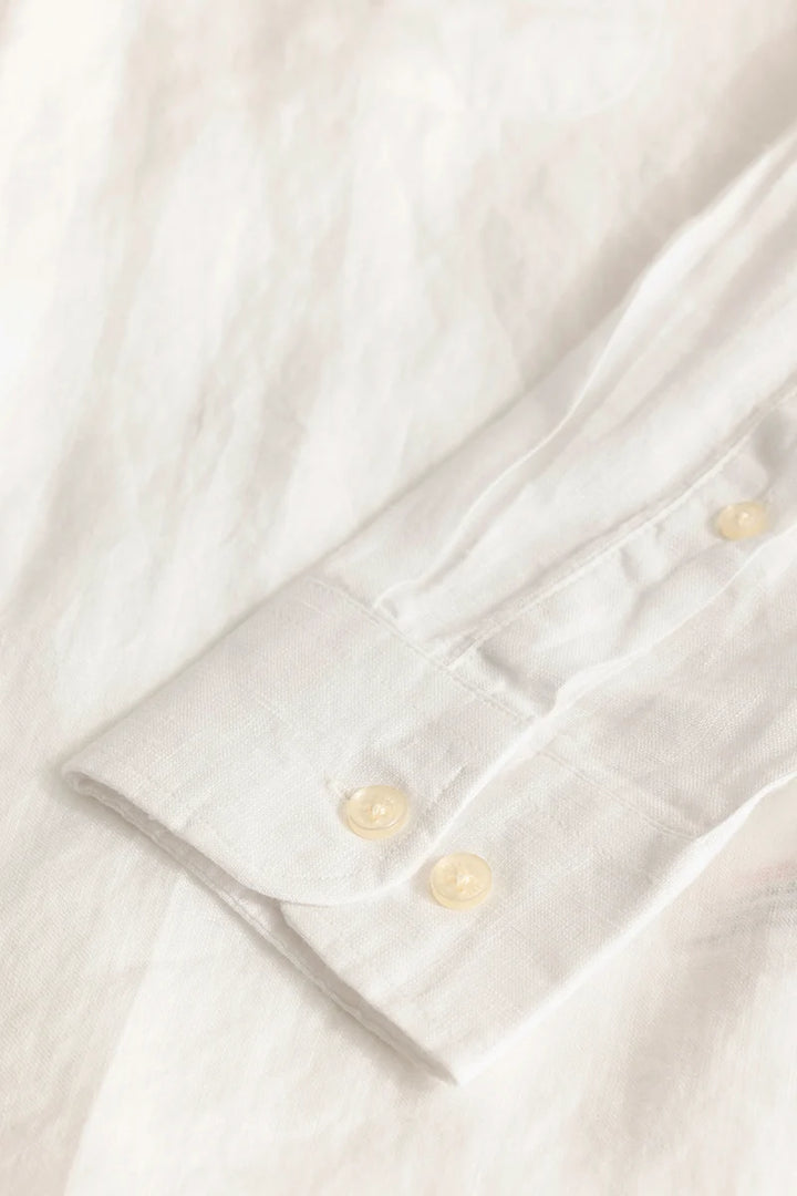 Elementary White Plain Pure Linen Shirt