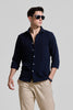 Navy Textured Slim Fit Shirt