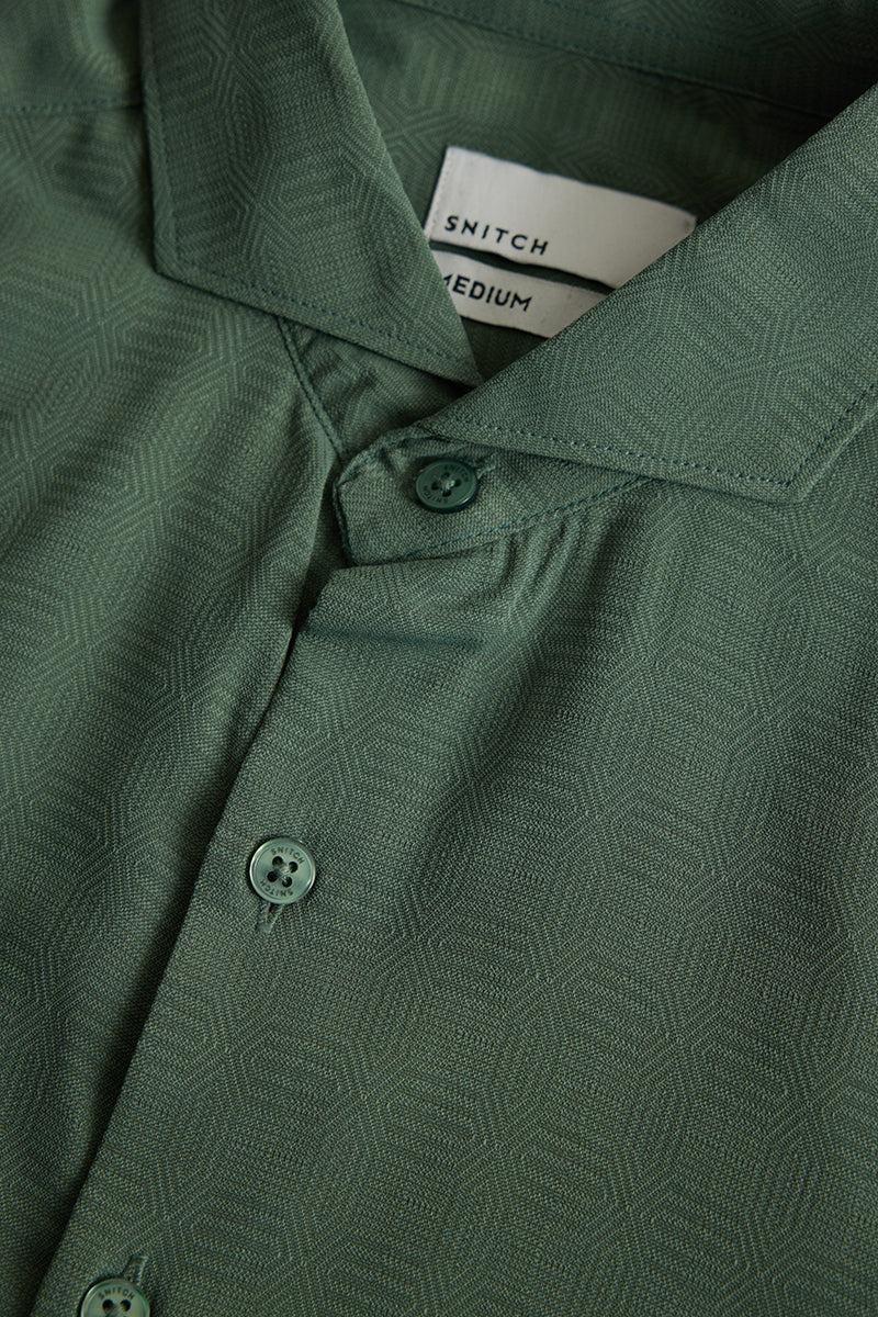 Green French Collar Shirt