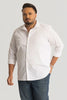 White Self Stripe Textured Plus Size Shirt