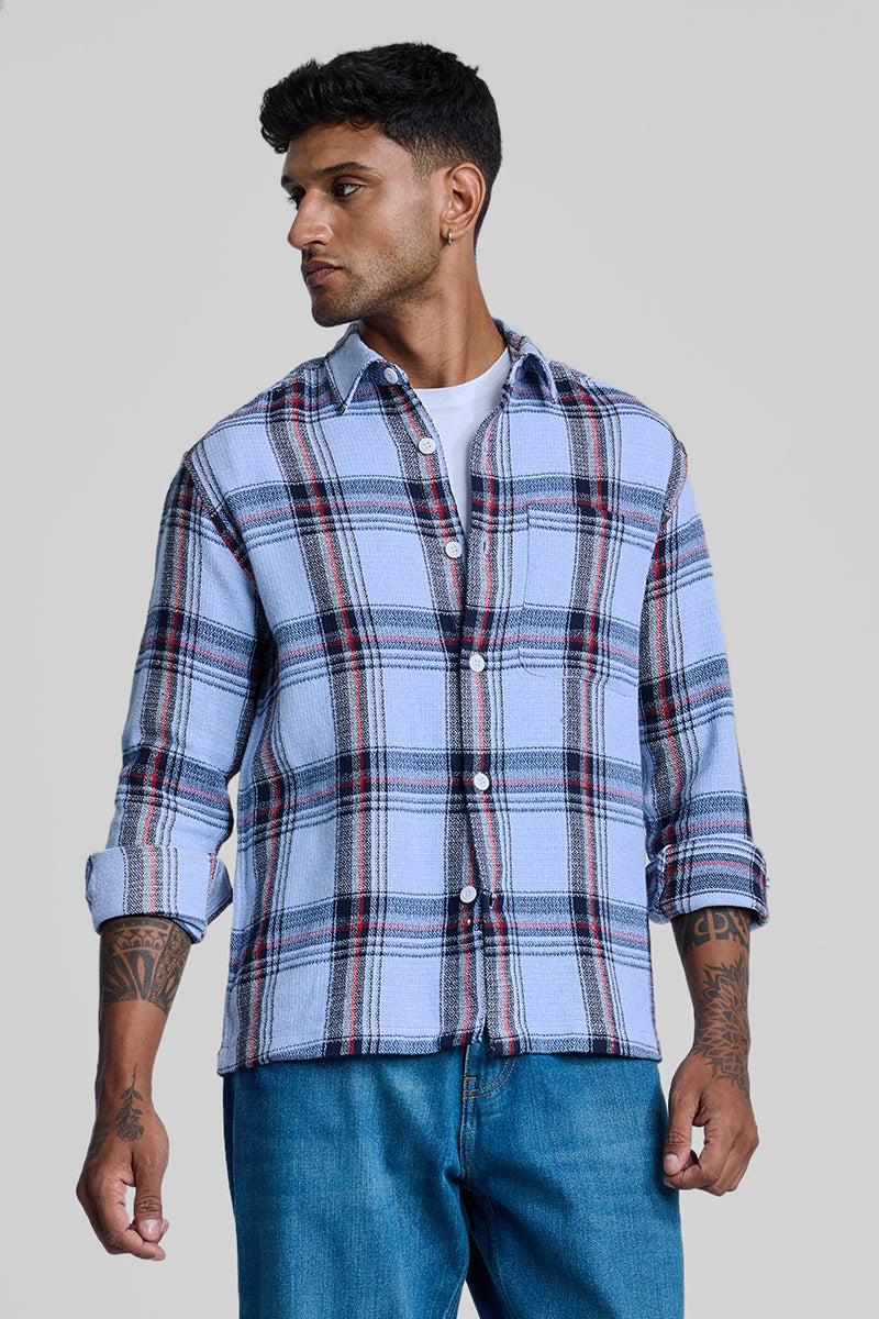 Blue Box Fit Plaid Shirt