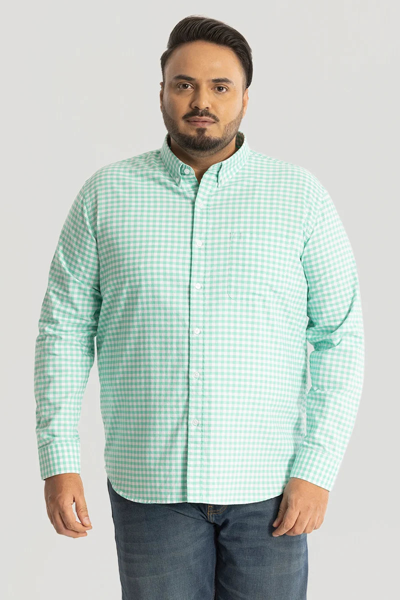 Green Oxford Checks Plus Size Shirt