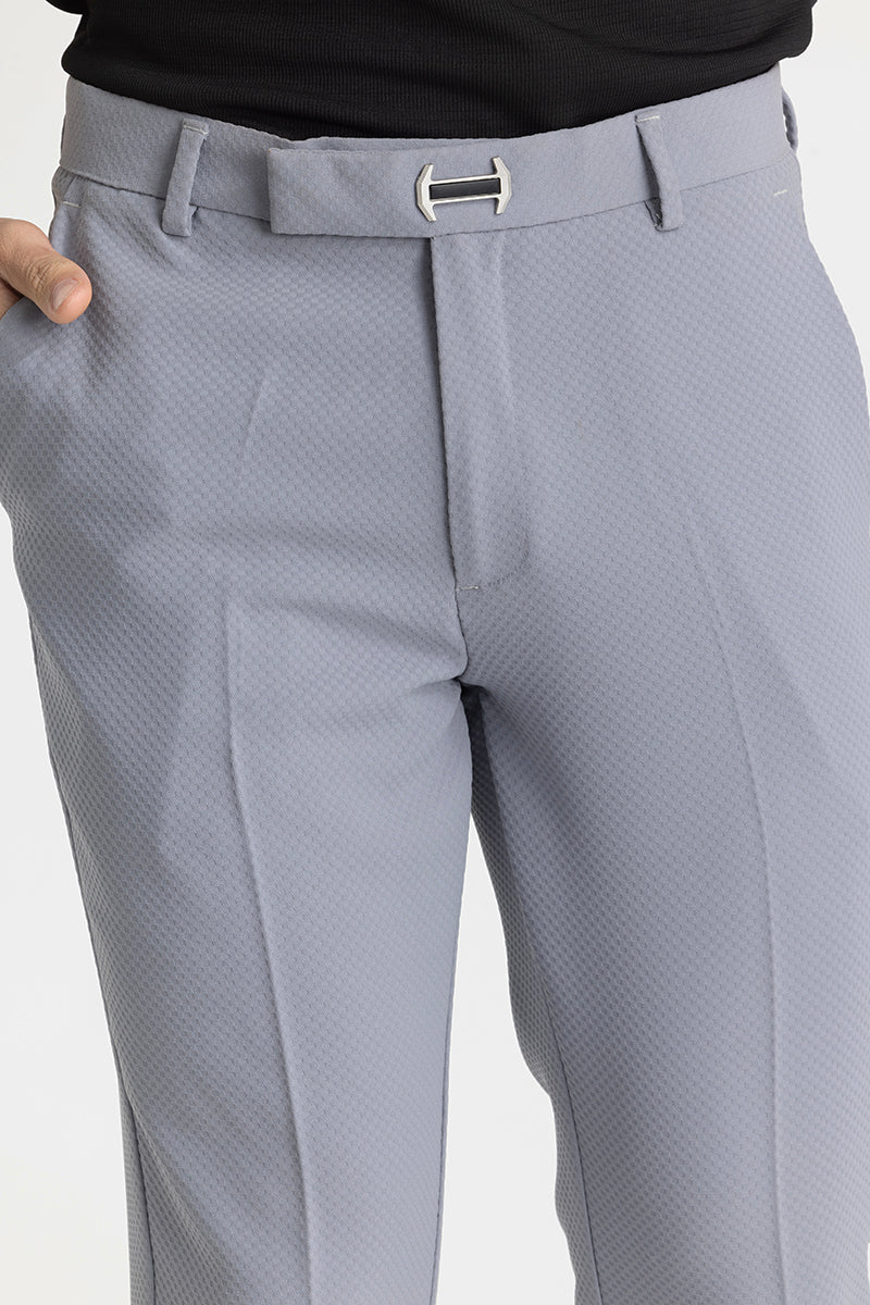 Light Grey Checks Slim Fit Trousers