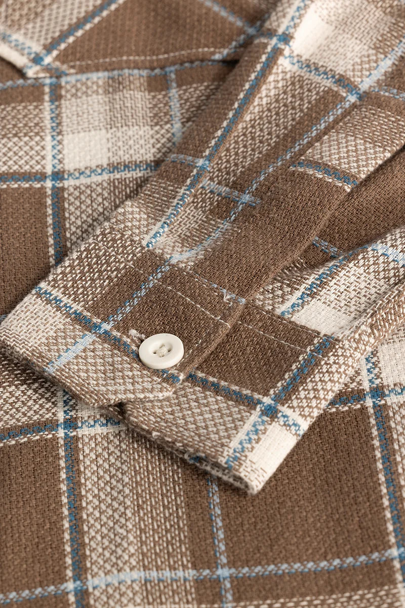 Brown Double Pocket Checks Shirt