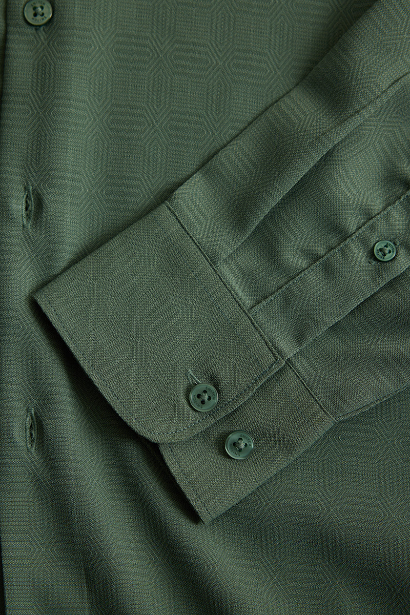 Green French Collar Shirt