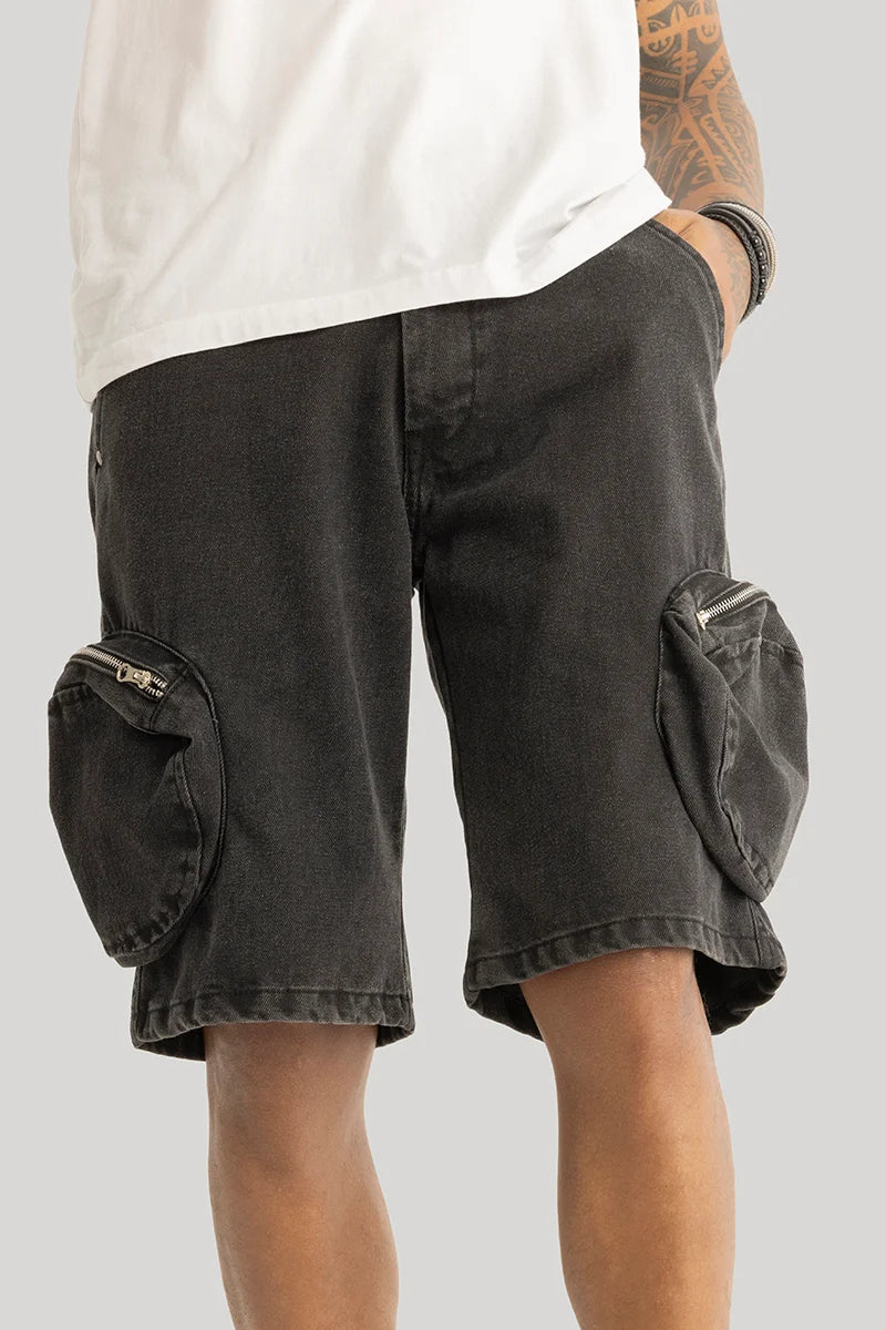 Genevieve Charcoal Grey Cargo Shorts