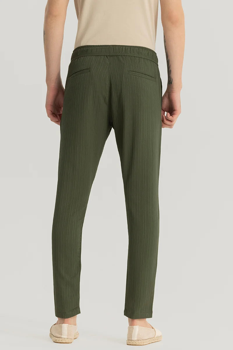 Harbor Olive Plain Slim Fit Pants