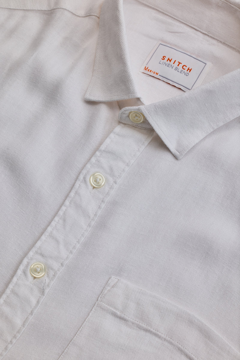 White Slim Fit Linen Shirt