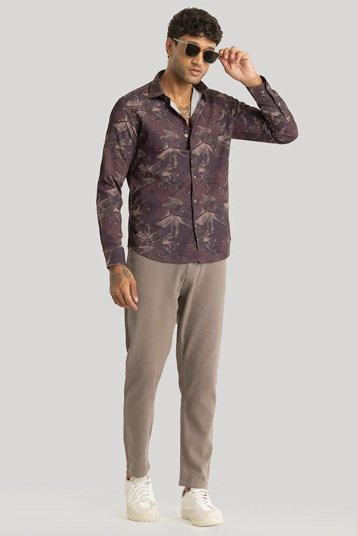 Origin Dark Brown Abstract Shirt