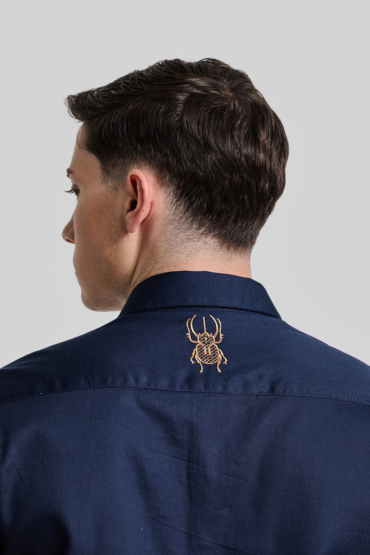 Navy Embroidered Shirt