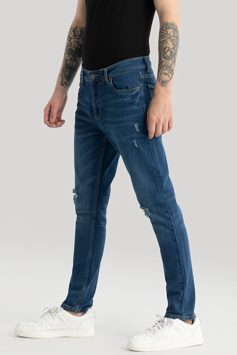 Pascaline Dark Blue Distressed Slim Fit Jeans