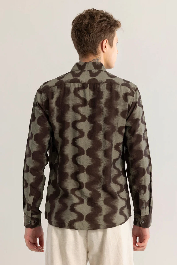 EmberFlow Olive Abstract Shirt