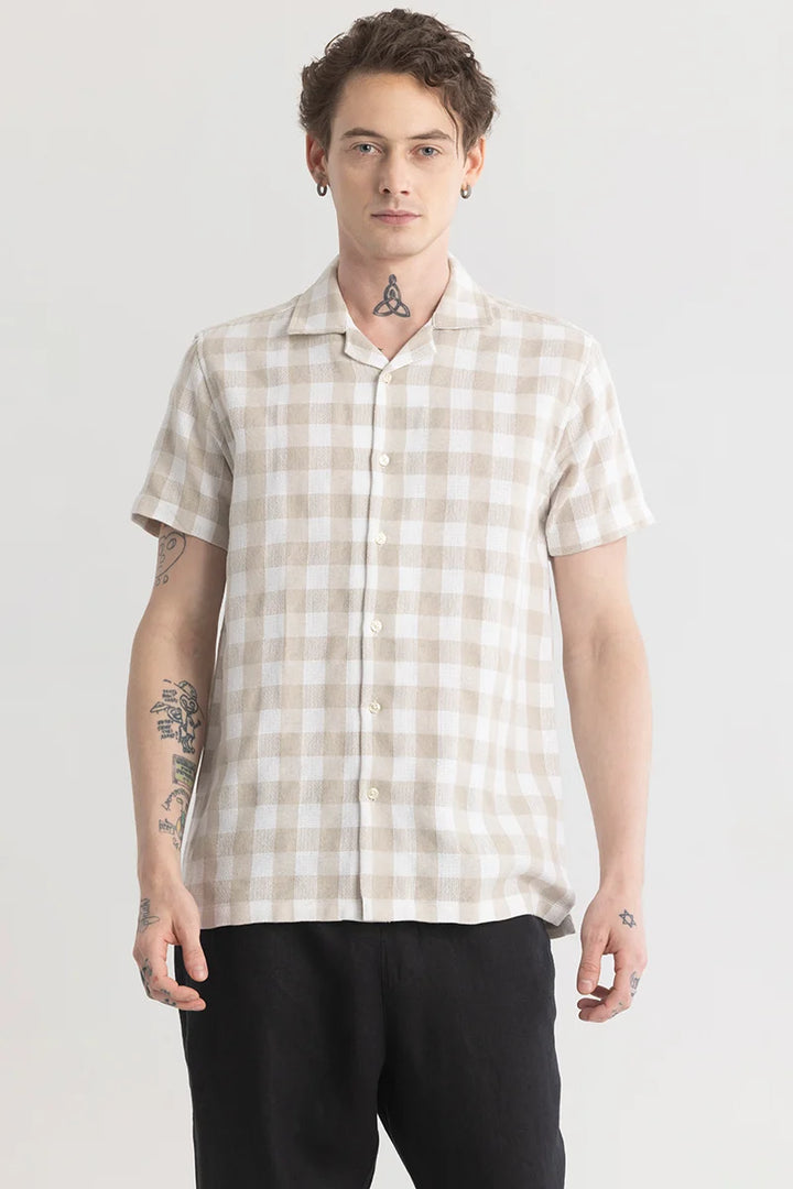 Checkerbloom Beige Check Shirt