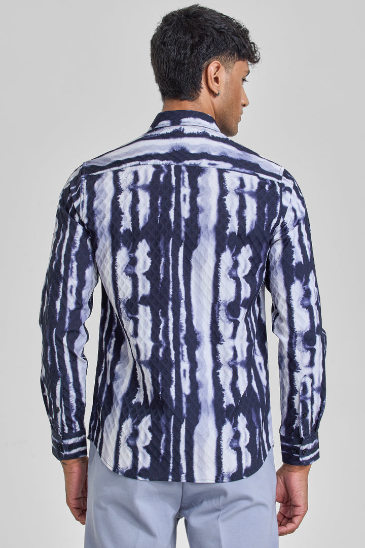 Navy Abstract Slim Fit Shirt