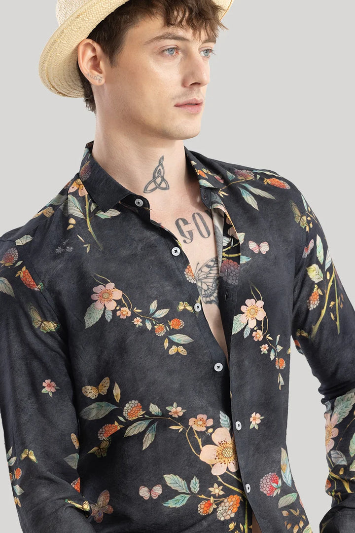 Axel Black Floral Shirts