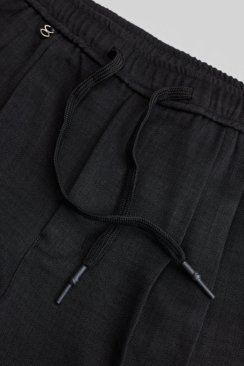 Black Textured Relaxed Fit Trousers