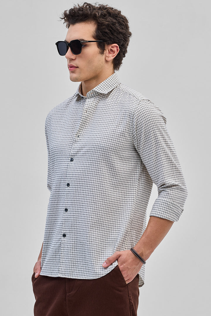 White Mini Checks Slim Fit Shirt