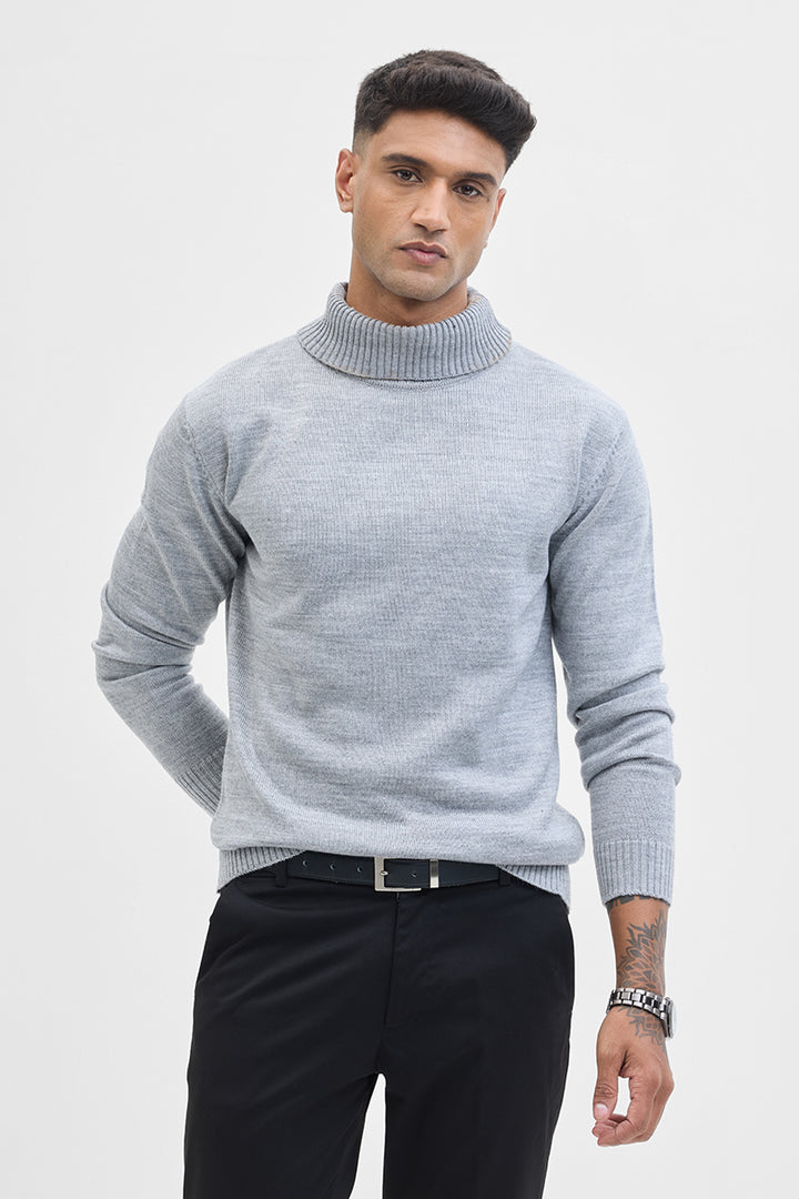 Light Grey Slim Fit Turtleneck Sweater