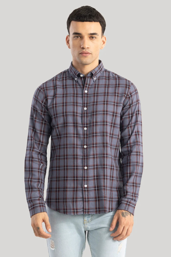 Fleur Greyish Blue Checks Shirts