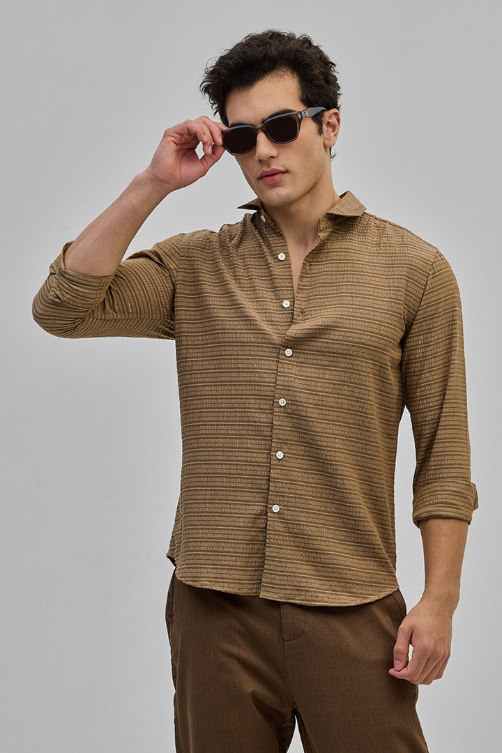 Tan Stripes Slim Fit Shirt