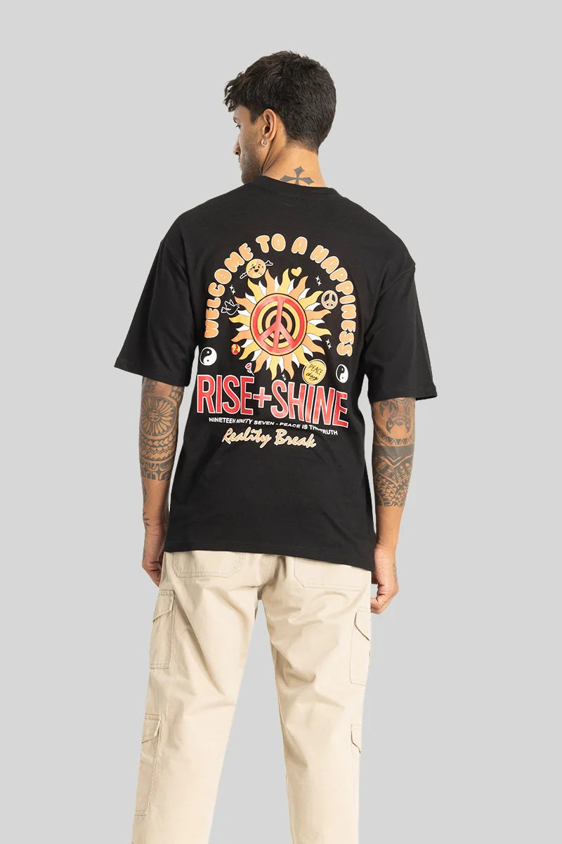 Costanzo Black Graphic Print Oversized Fit T-Shirt