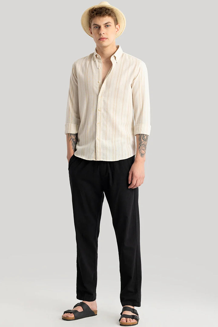 Yves Off White Stripes Linen Shirt