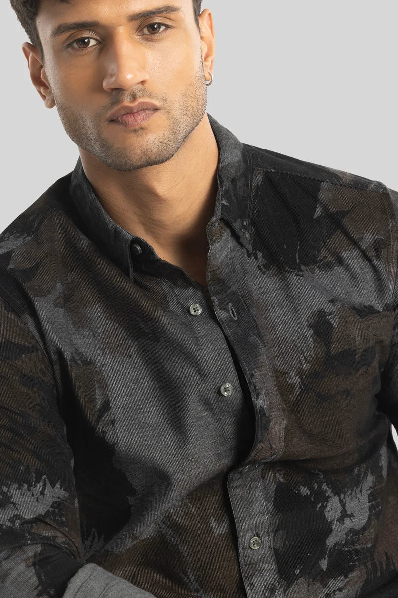 Cesare Grey Abstract Corduroy Shirt