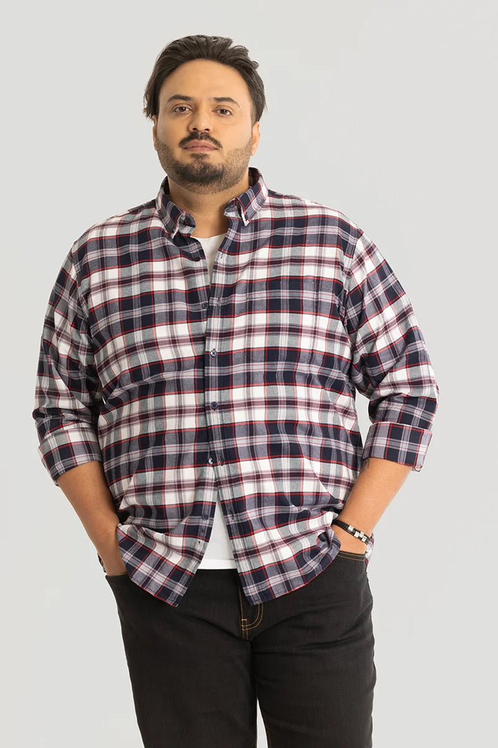 Ciro Navy Checks Plus Size Shirt