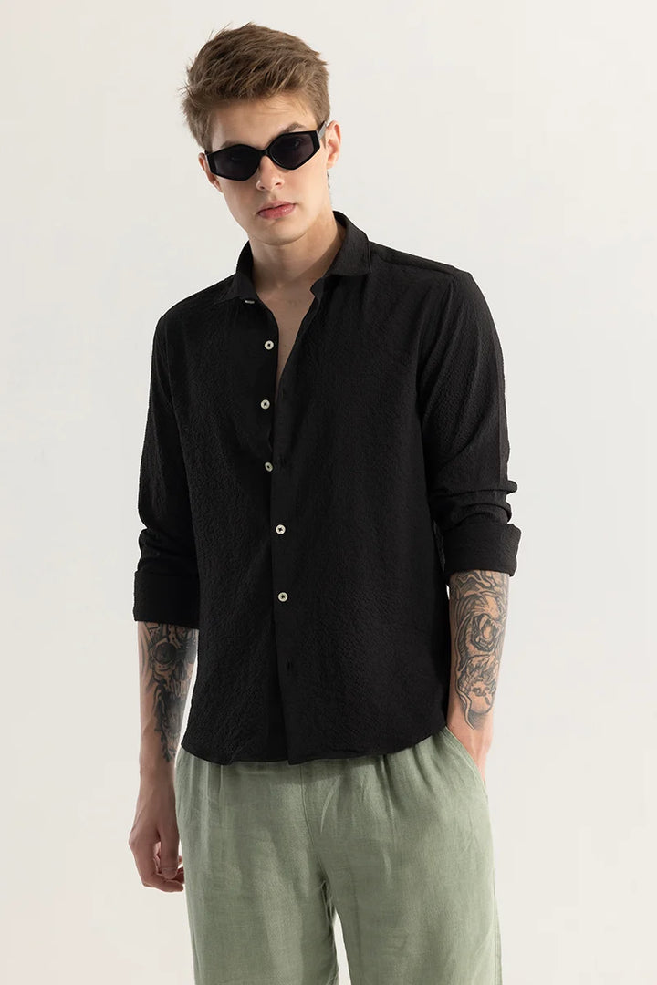 FlexiGarb Textured Black Shirt