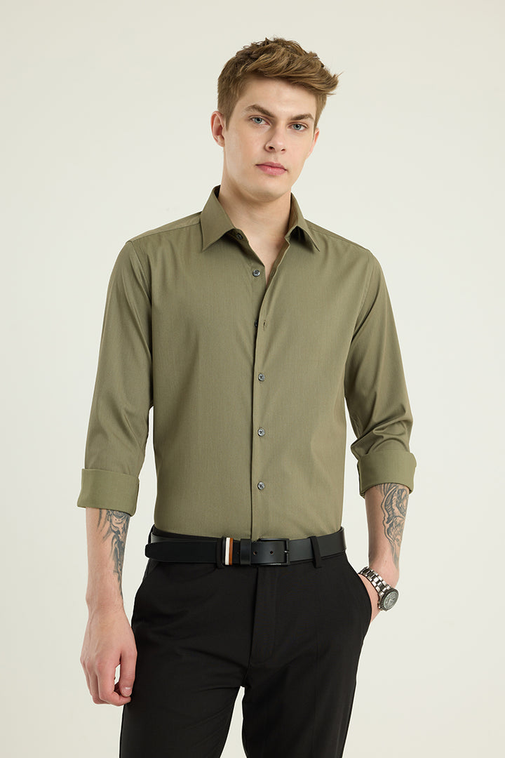 Olive Slim Fit Stretch Shirt