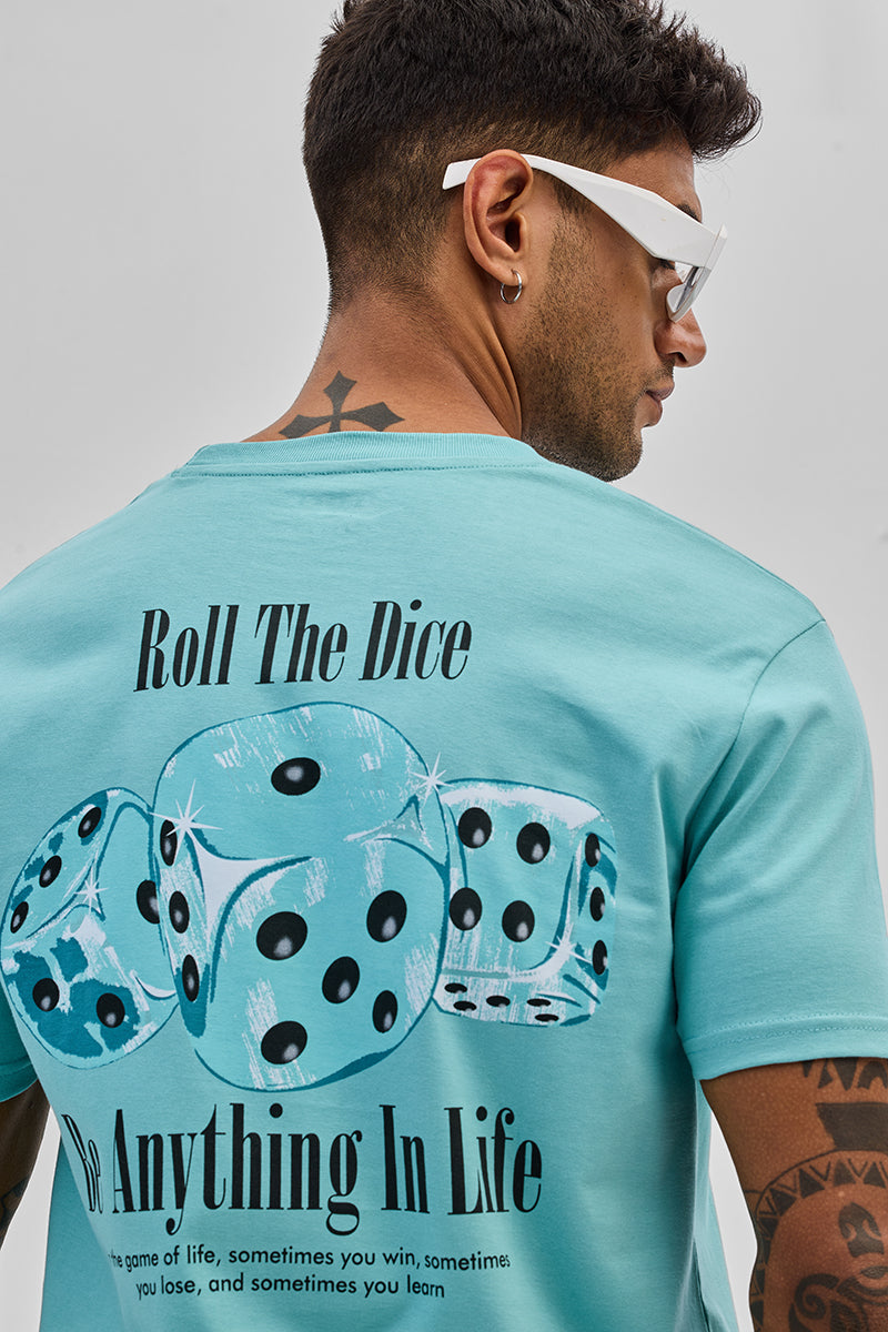 Roll The Dice Turquoise Slim Fit T-Shirt