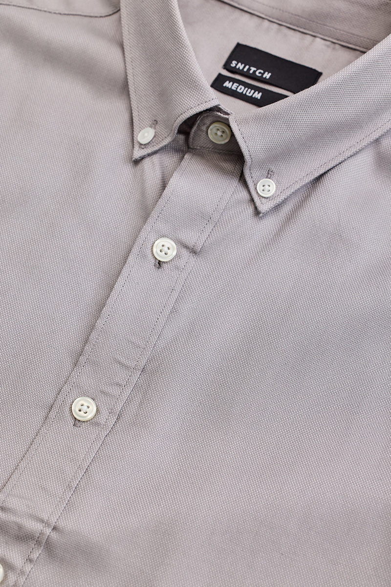 Light Grey Solid Twill Shirt