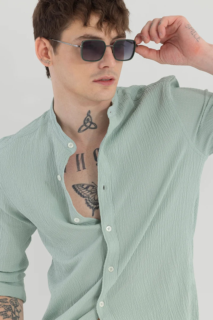 Berit Light Green Textured Shirts