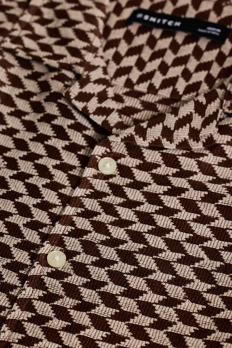 Dark Brown Cuban Crochet Shirt