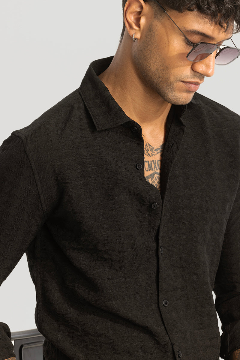 Black Self-Design Shirt