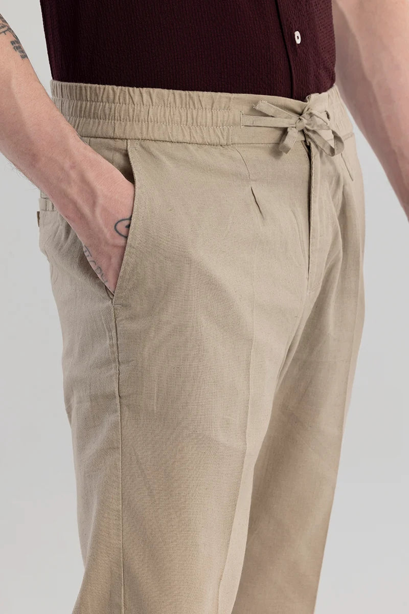 Nova Beige Linen Blend Trouser