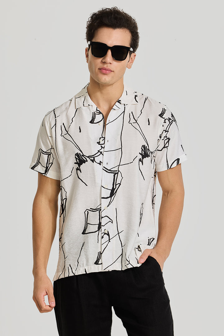 White Cuban Abstract Shirt