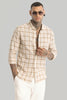 Beige Linen Blend Checks Shirt