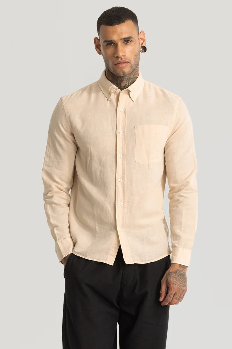 Beige Linen Blend Shirt