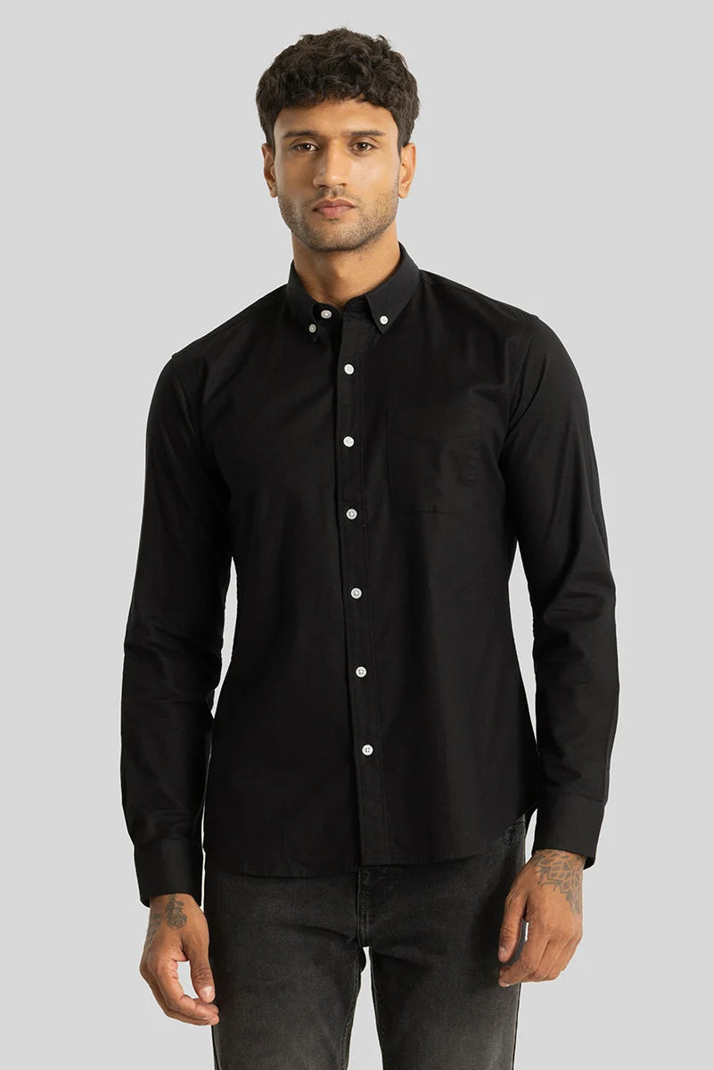 Buy Men's Quentin Black Plain Shirt Online | Snitch – SNITCH