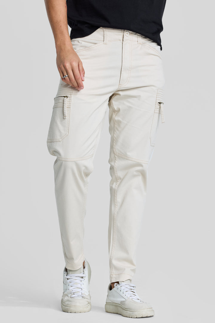 Off White Slim Fit Cargo Pants