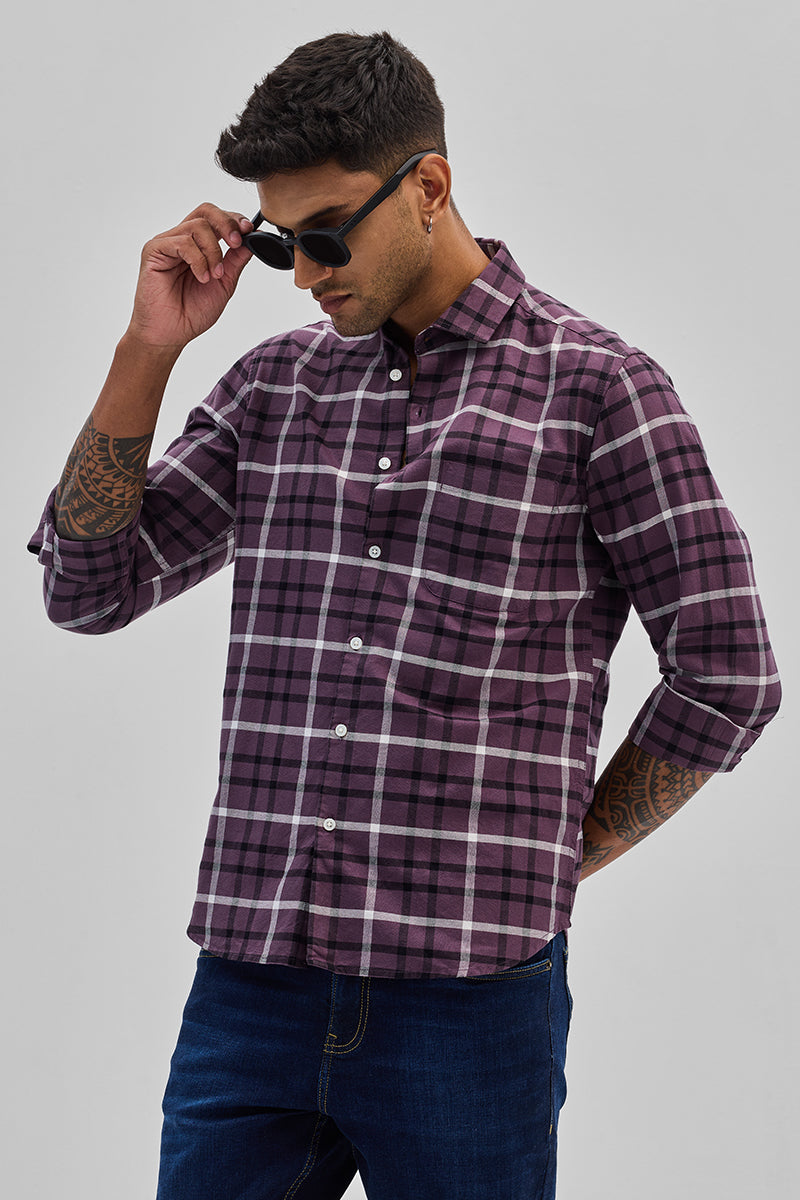 Purple Slim Fit Checks Shirt