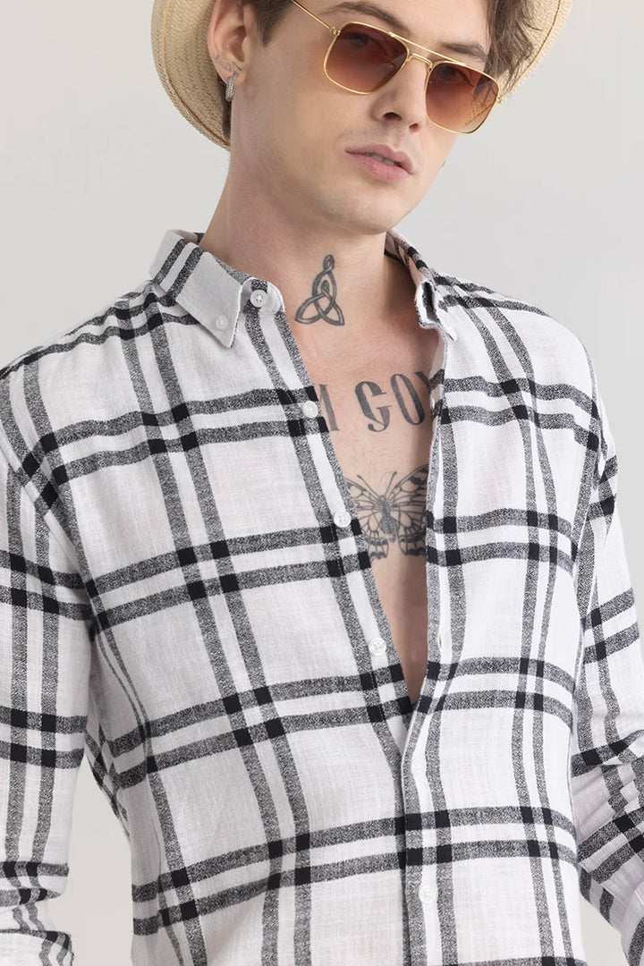 Checksque White Checkered Shirt