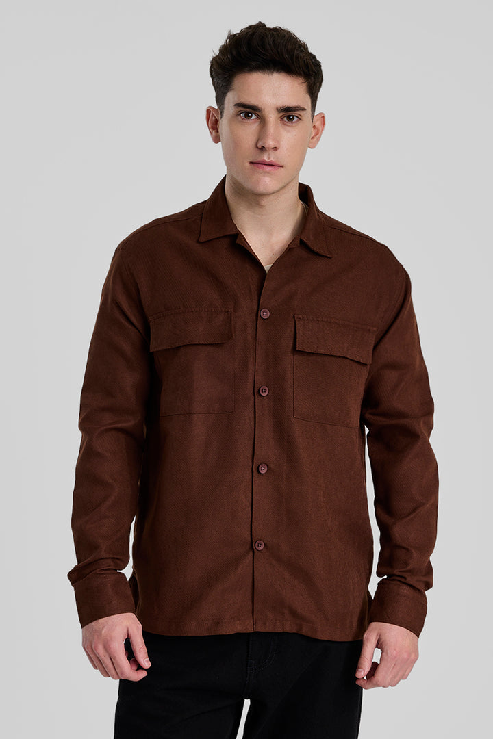 Brown Double Pocket Overshirt