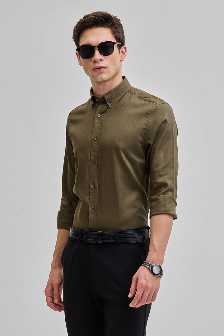 Olive Solid Twill Shirt