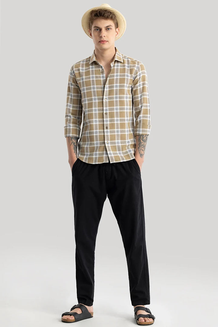 Bjarke Light Brown Checks Shirts