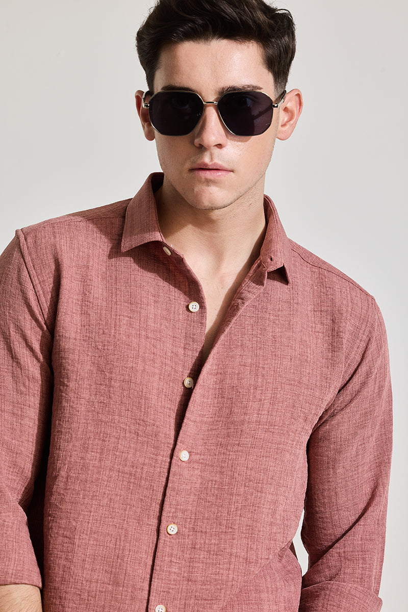 Mauve Textured Slim Fit Shirt